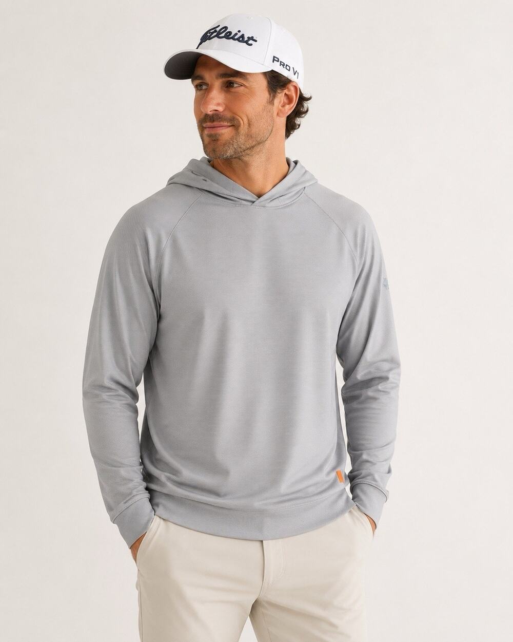Stitch Mens Golf Sobel Cup Long Sleeve Hoodie Grey Striped Performance Large